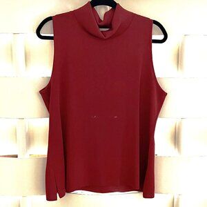 Exclusively Misook Red Sleeveless Turtleneck Knit Tank Top Large XL